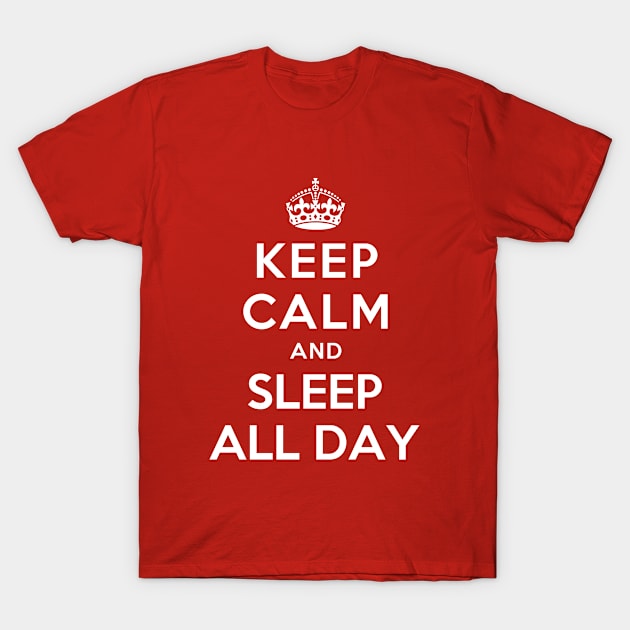 KEEP CALM AND SLEEP ALL DAY T-Shirt by redhornet